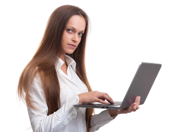 Business woman with laptop — Stock Photo, Image