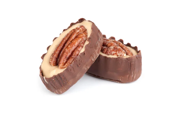 Chocolate candy with pecan nut — Stock Photo, Image