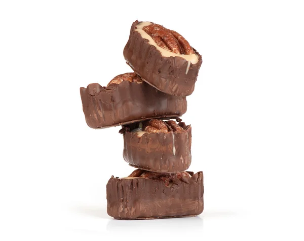 Doces de chocolate com noz de Pecan — Fotografia de Stock