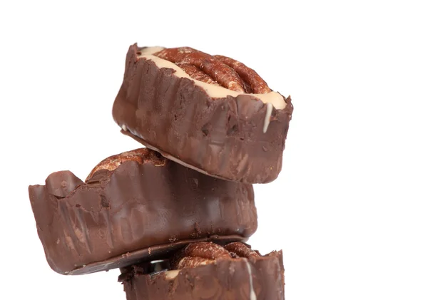 Chocolate candy with pecan nut — Stock Photo, Image