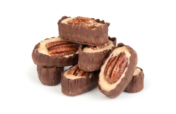 Doces de chocolate com noz de Pecan — Fotografia de Stock