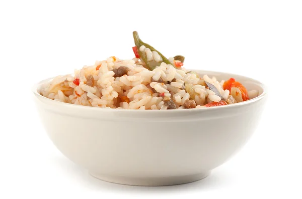 Un plato de arroz con verduras — Foto de Stock