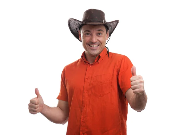 Férfi cowboy kalapban — Stock Fotó