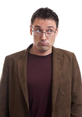 dalgın yakışıklı beyaz adam portresi