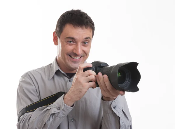 Jeune homme avec caméra — Photo