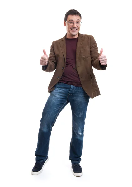 Man going thumb up, full body — Stock Photo, Image