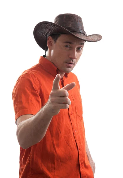 Snygg ung man i en cowboyhatt — Stockfoto