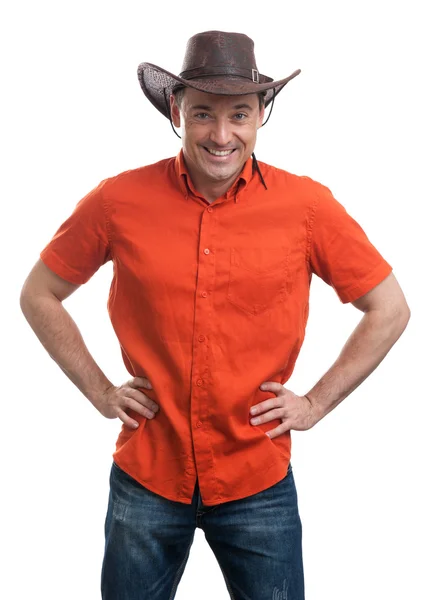 Stijlvolle jonge man in een cowboy-hoed — Stockfoto