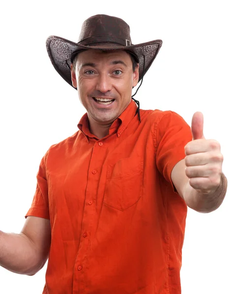 Jovem elegante com um chapéu de cowboy — Fotografia de Stock