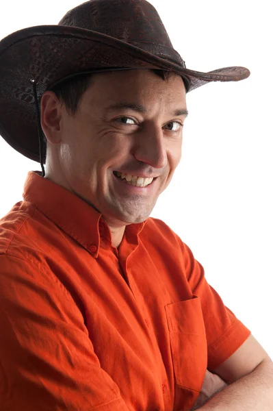 Kovboy şapkalı şık genç adam — Stok fotoğraf