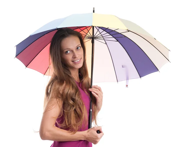 Jeune jolie femme avec parapluie — Photo