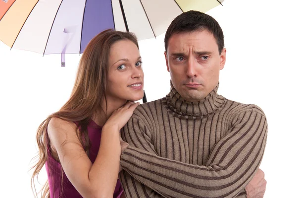 Couple with umbrella — Stock Photo, Image