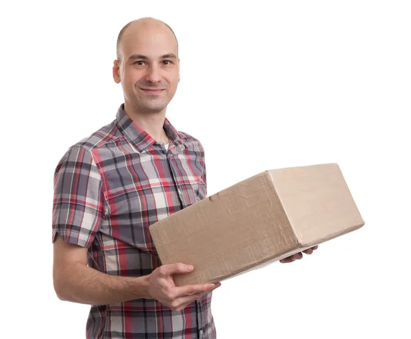 Mann hält ein Paket — Stockfoto