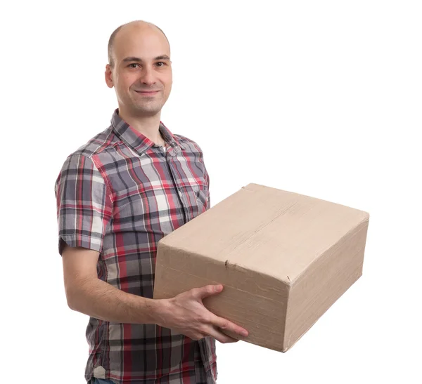 Mann hält ein Paket — Stockfoto