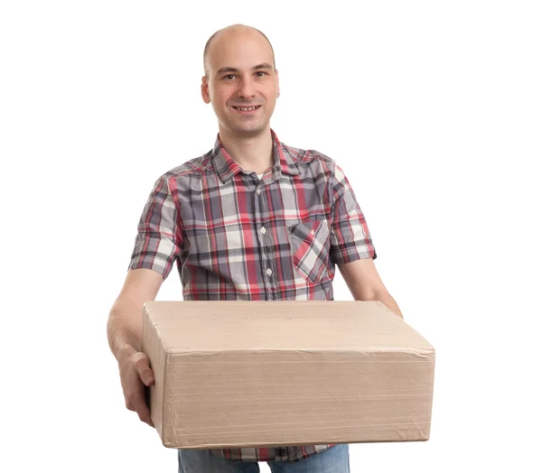 Mann hält ein Paket — Stockfoto