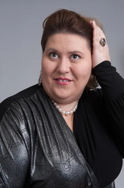 Cute fat woman expression — Stock Photo, Image