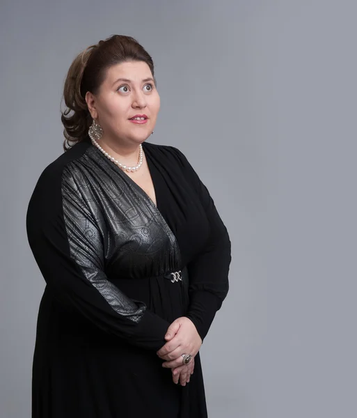 Cute fat woman expression — Stock Photo, Image