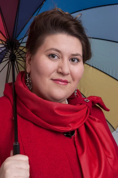 Woman with umbrella — Stock Photo, Image