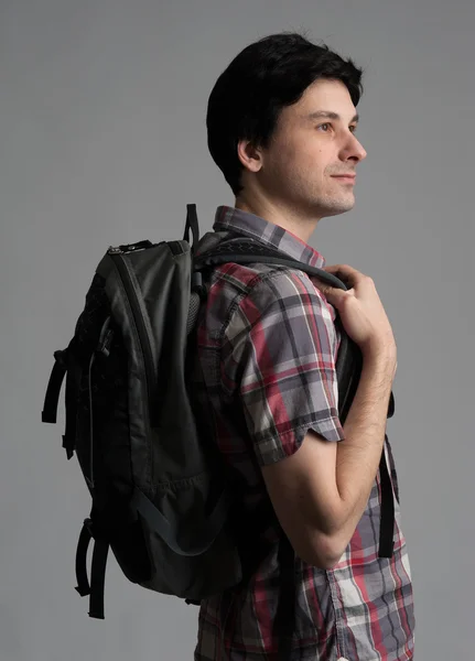 Muž s batohem — Stock fotografie