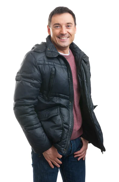 Knappe man dragen een winterjas — Stockfoto