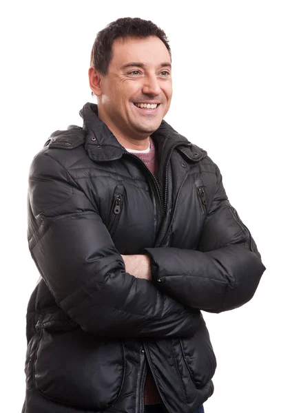 Schöner Mann in stylischer Daunenjacke — Stockfoto