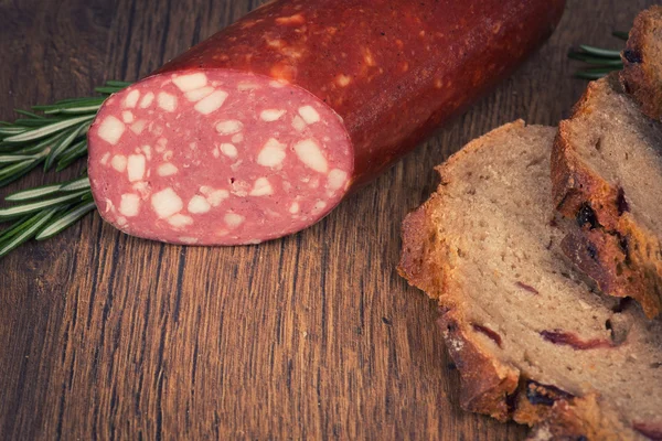 Salsicha de salame — Fotografia de Stock