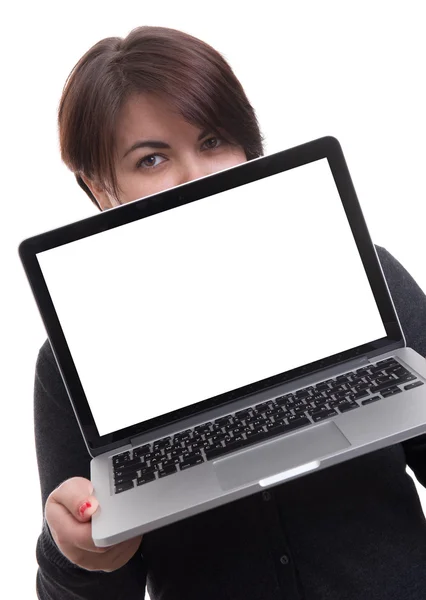 Business woman with laptop — Stock Photo, Image