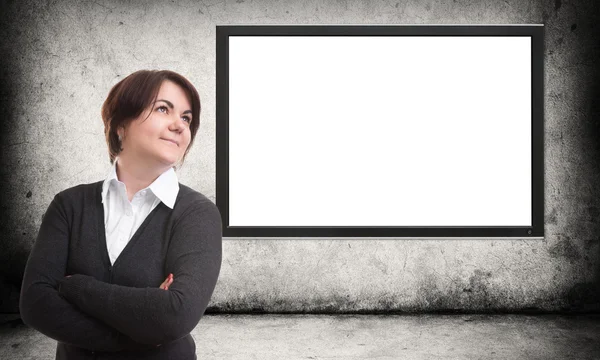 Mujer de negocios mirando hacia arriba — Foto de Stock