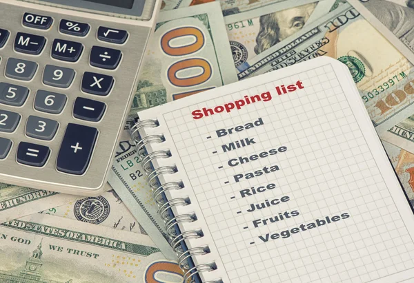 Shopping list and money Stock Photo