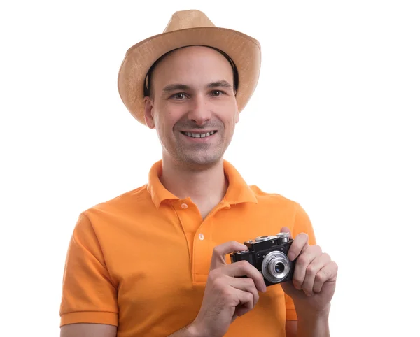 Photographer with retro camera — Stock Photo, Image