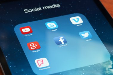Sosyal Medya Icons dijital Tablet.