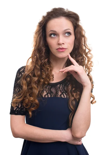 Portrait of a beautiful young woman thinking — Stock Photo, Image