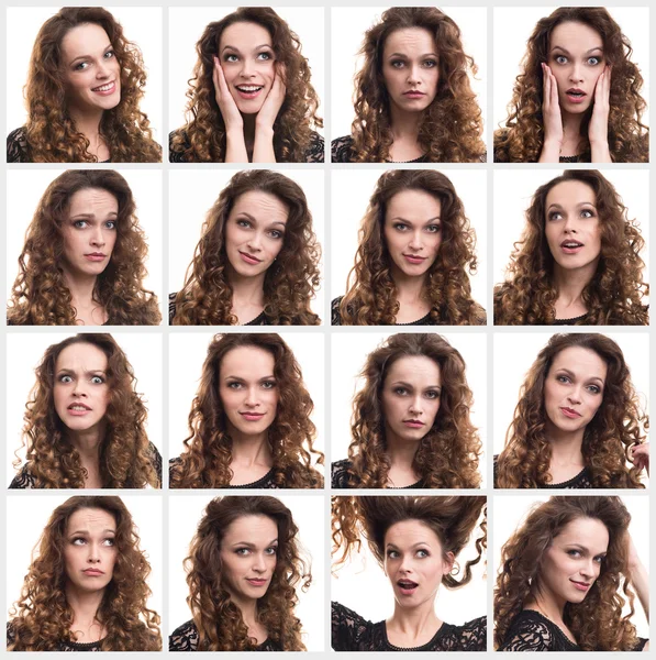 Collage di donne emozioni diverse — Foto Stock