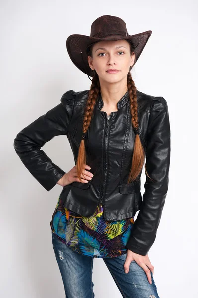 Girl wearing cowboy hat — Stock Photo, Image