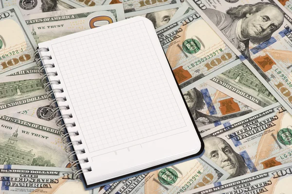 Notepad and dollars With Copy Space — Stock Photo, Image