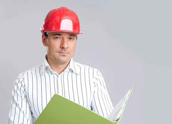 Bouwvoertuig ingenieur in hard hat — Stockfoto