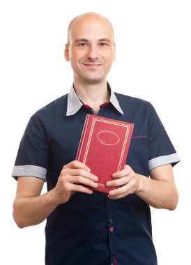 bir kitapla genç öğrenci adam
