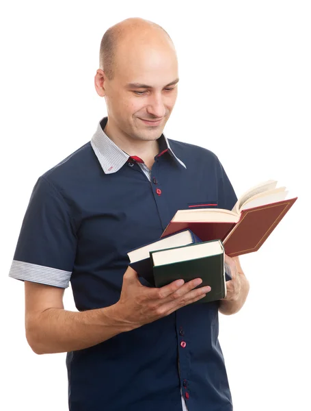 Νεαρός άνδρας, διαβάζοντας ένα βιβλίο. Απομονωθεί — Φωτογραφία Αρχείου