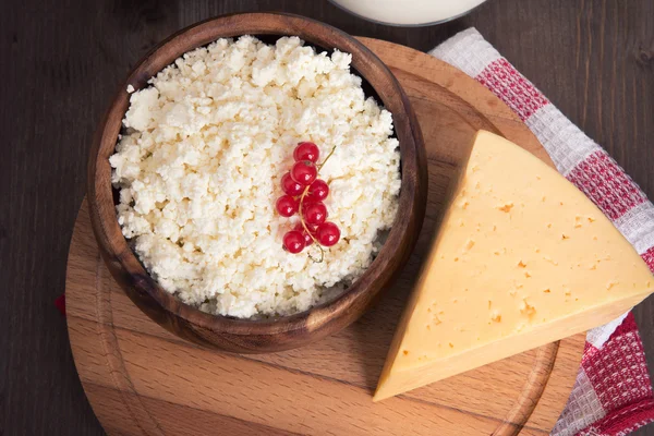 Milk, cheese and cottage cheese — Stock Photo, Image