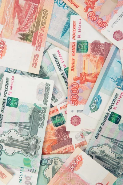 Russische geld roebel bankbiljetten achtergrond — Stockfoto