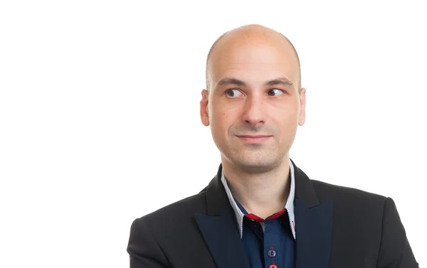 Handsome bald man looking to copy space — Stock Photo, Image