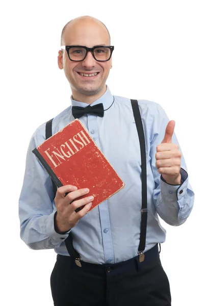 Hombre guapo aprendiendo inglés — Foto de Stock