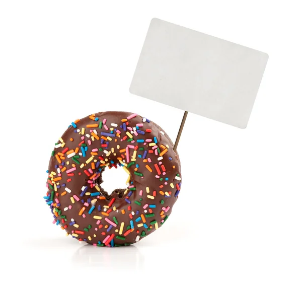 Schokoladen-Donut mit Preisschild — Stockfoto