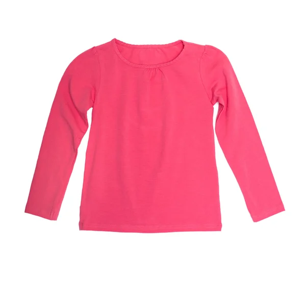 Gyermek ruházat - rózsaszín hosszú ujjú elszigetelt fehér backgro — Stock Fotó