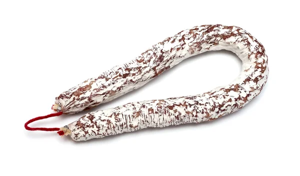 Anneau de saucisse isolé sur fond blanc — Photo