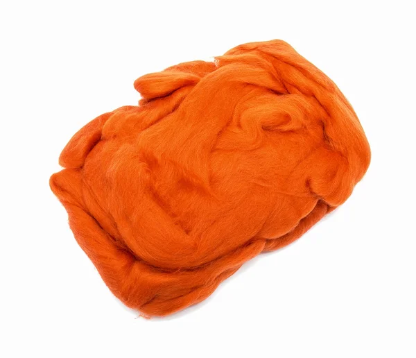 Orange ull fiber boll för tovning — Stockfoto