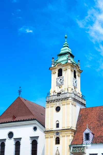 Bratislava city - view of Old Town Hall from Main Square in Brat — Stock Photo, Image