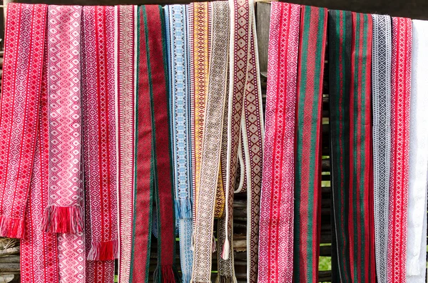 Ribbons with ethnic slavonic ornament — Stock Photo, Image