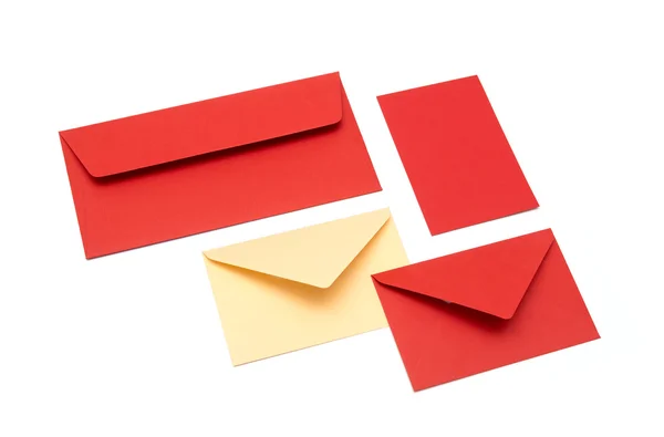 Red envelope on a white background — Stock Photo, Image