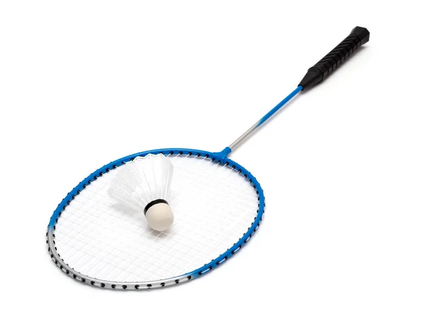 Raqueta de bádminton sobre fondo blanco — Foto de Stock